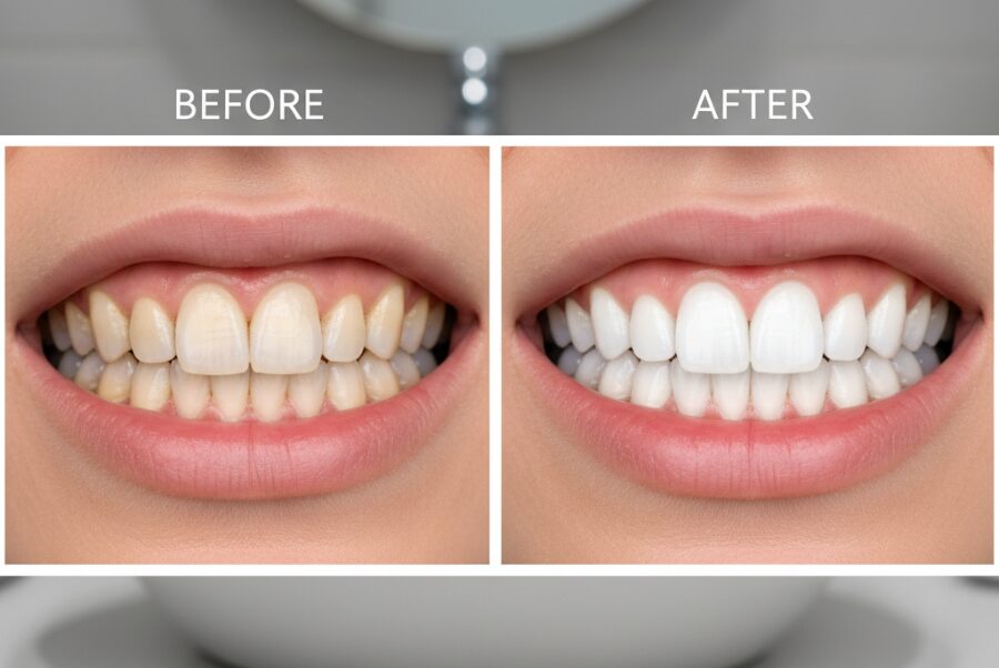 Before and after results of home teeth whitening kits in Alexandria VA