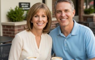 Happy Woodbridge VA couple smiling after affordable dental implants consultation