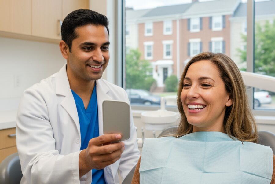 dental-bonding-longevity-alexandria-va-hero Patient after dental bonding in Alexandria VA smiling confidently