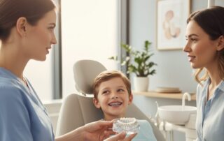 Child with braces at dentist office in Woodbridge VA
