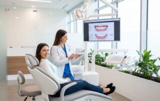 Woman smiling with porcelain veneers at Woodbridge VA dental office