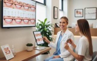 Dentist in Alexandria VA discussing dental bonding vs veneers treatment options
