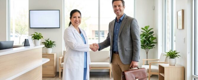 Dentist in Alexandria VA welcoming patient for root canal treatment