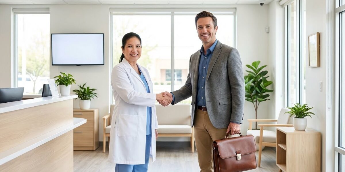 dentist-alexandria-va-root-canal-hero Dentist in Alexandria VA welcoming patient for root canal treatment