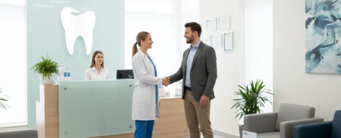 Dentist greeting patient at Dental Clinic in Woodbridge VA, smiling and welcoming
