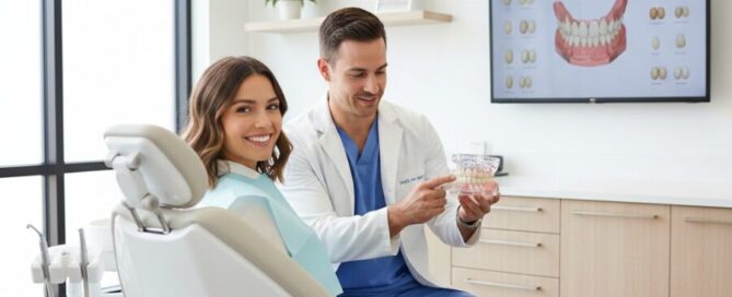 Smiling patient consulting dentist about affordable veneers options in Woodbridge VA
