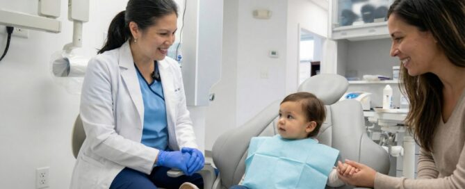 Child having a calm first dental checkup at a family dentist in Woodbridge VA