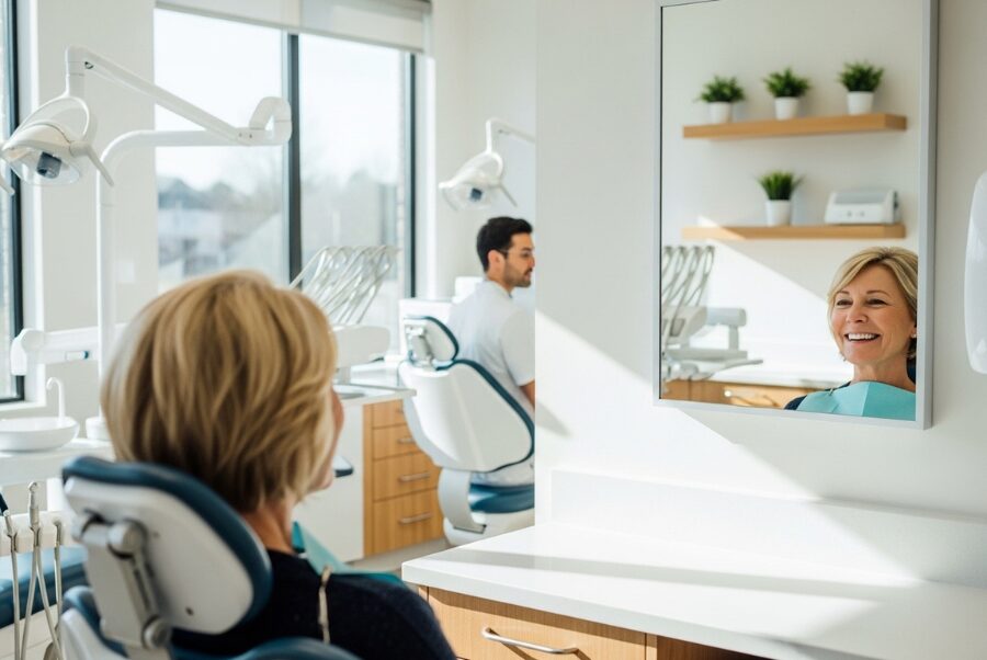 smile-design-services-woodbridge-va-hero smile design services Woodbridge VA patient smiling in dental clinic