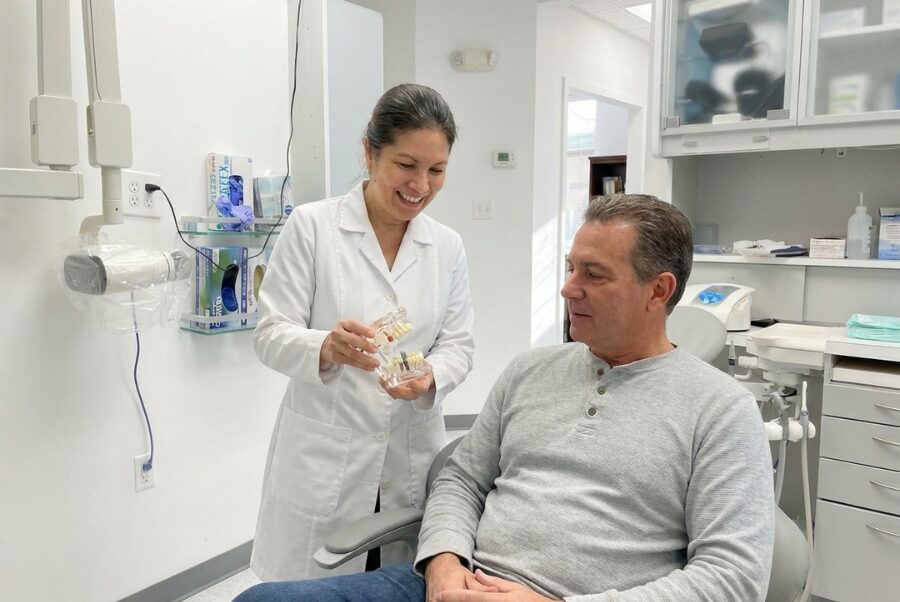 dental-implants-recovery-woodbridge-va-consultation dental implants recovery consultation Woodbridge VA patient dentist discussion